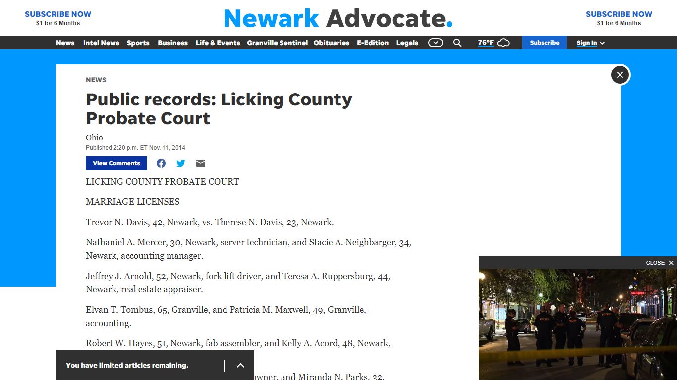 Public records: Licking County Probate Court